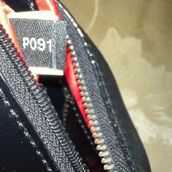 KATE SPADE Pebbled Leather & Patent Shoulder Baguette Bag, Black, Gold hardware - Picture 12 of 15